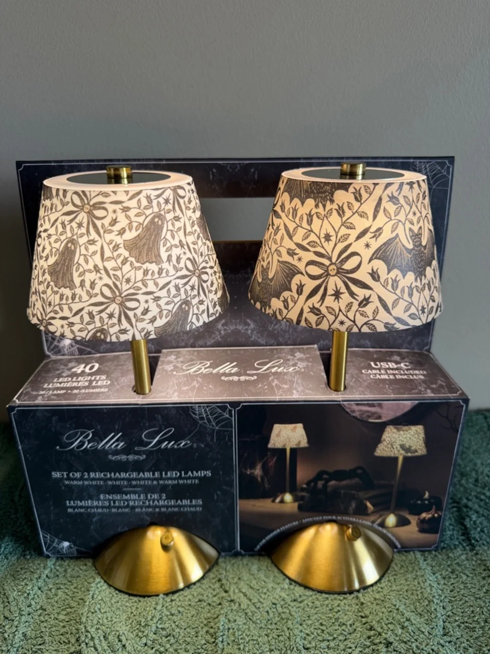 Bella Lux LED Lamps Halloween Ghost 👻 Bat 🦇 Rechargeable Warm White NEW!